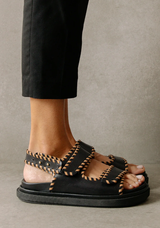 Aloha, Barrel Black Tan Sandals