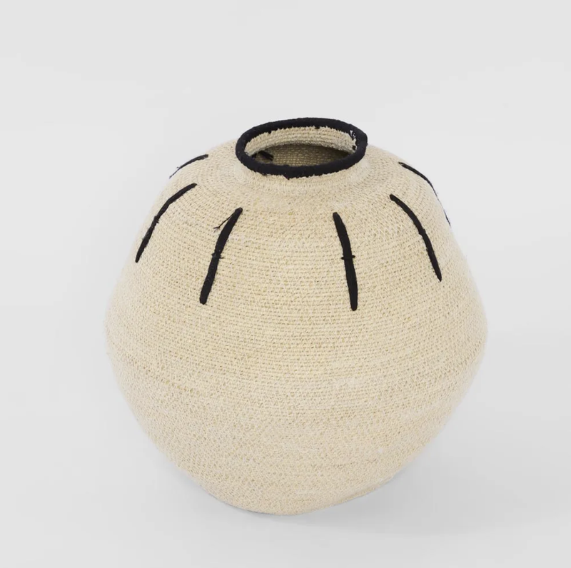 Idalia Woven Basket, Natural & Black