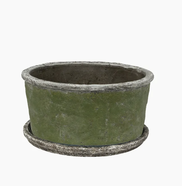 Evergreen Wide Plant Pot & Saucer