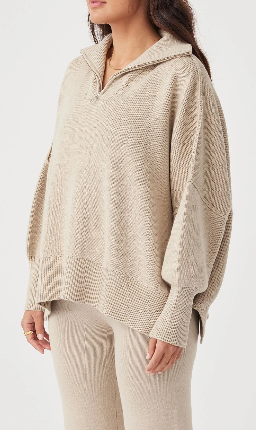 Arcaa London Zip Sweater, Taupe