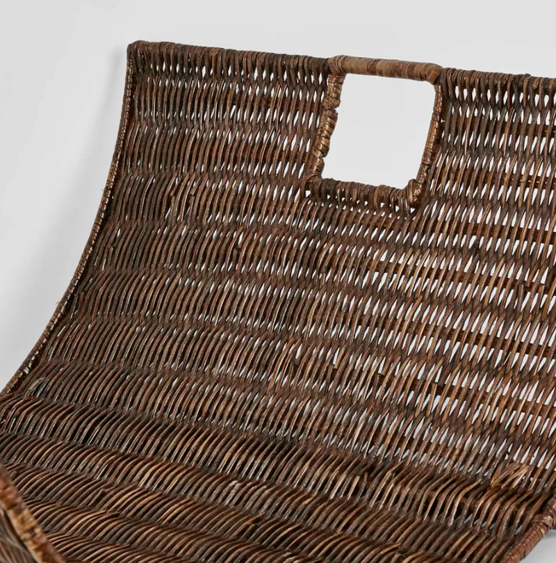 Woven Rattan Fire Basket, Brown