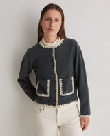 Yerse Boiled Wool Cardigan, Verde