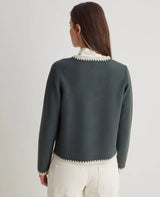 Yerse Boiled Wool Cardigan, Verde