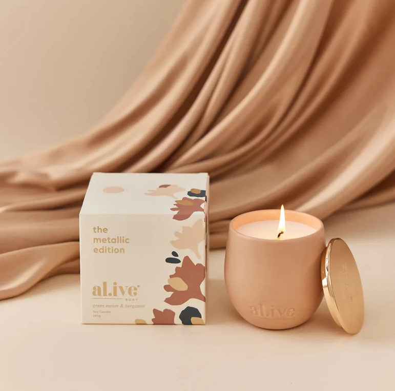 Al.ive Metallic Edition Candle, Green Melon/Bergamot