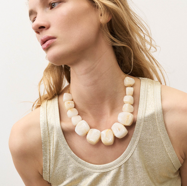 Vanessa Baroni Big Organic Necklace Pearl Marble