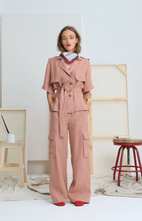 Le Stripe Trench Shirt Sandy Pink