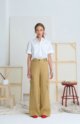 Le Stripe Pocket Detail Pant Mustard