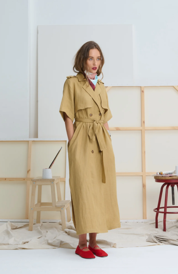 Le Stripe Le Trench Dress Mustard