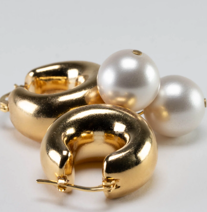 Vanessa Baroni Circlet Pearl Earring, Gold