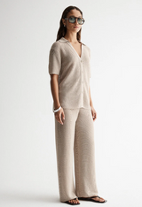 Elka Collective, Aspen Crochet Shirt, Taupe