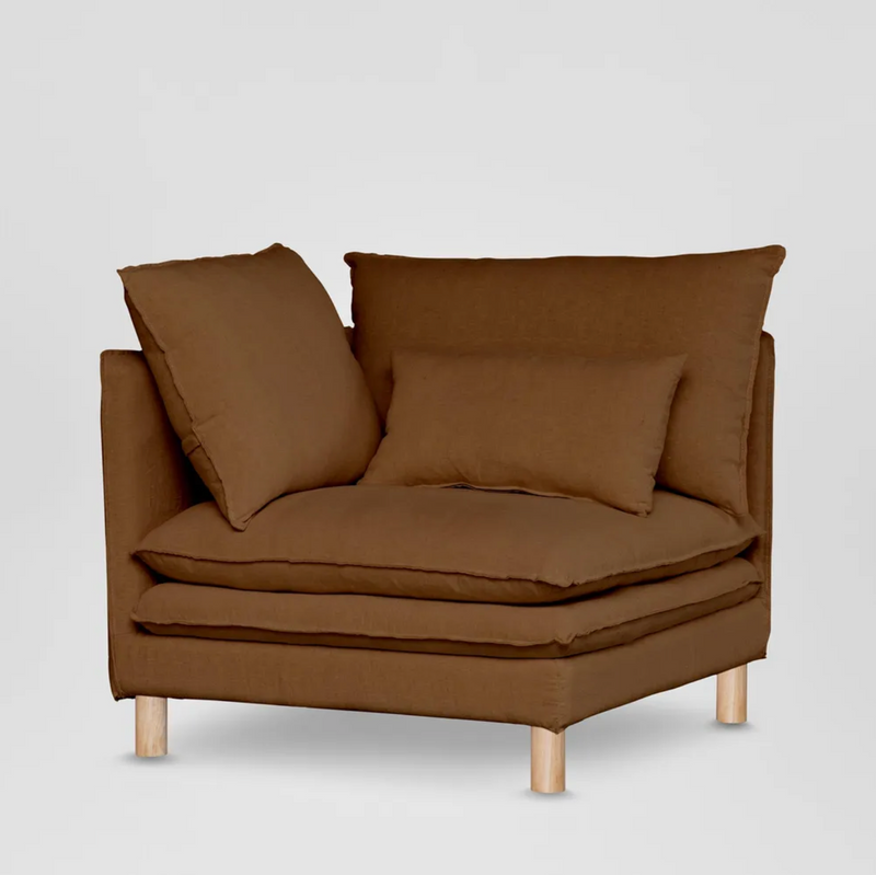 Aura Linen Sofa, Cinnamon Brown