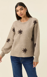 Miru Stitch Flower Jumper, Stone