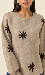 Miru Stitch Flower Jumper, Stone