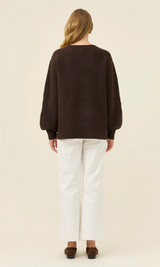 Miru Stitch Flower Jumper, Chocolate