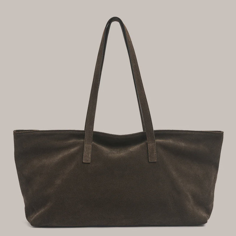 Vestirsi Mia Dark Chocolate Suede Slouchy Tote