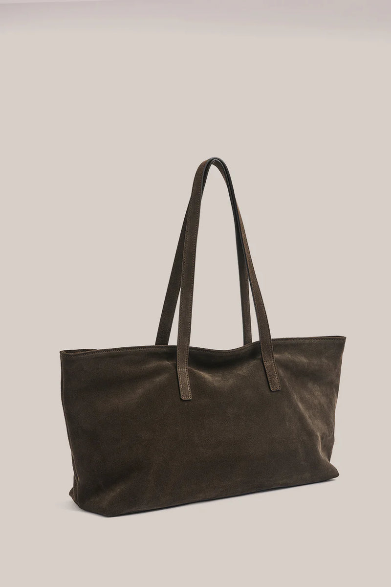 Vestirsi Mia Dark Chocolate Suede Slouchy Tote