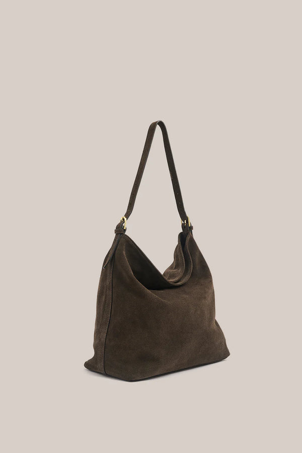 Vestirsi Savannah Dark Chocolate Suede Hobo Bag