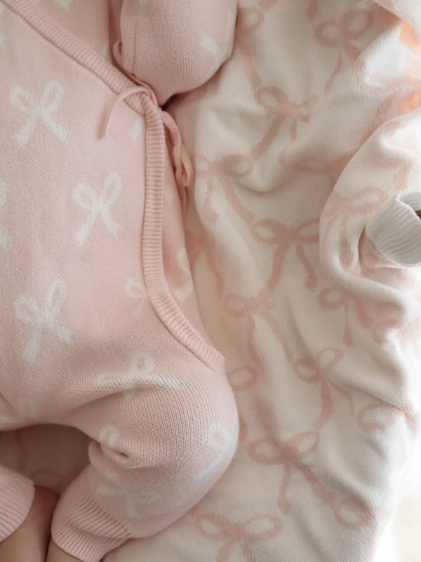 Kimono Bow Romper, Baby Pink