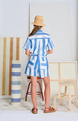 Le Beach Stripe Short, Ciel Blue