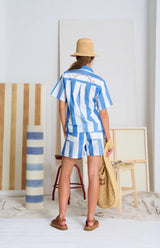 Le Beach Stripe Short, Ciel Blue