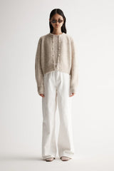 Elka Collective Abigail Knit Cardigan, White Marle