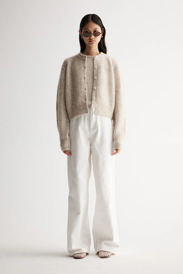 Elka Collective Abigail Knit Cardigan, White Marle