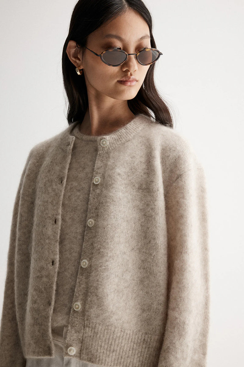 Elka Collective Abigail Knit Cardigan, White Marle