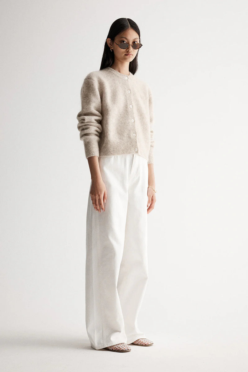 Elka Collective Abigail Knit Cardigan, White Marle