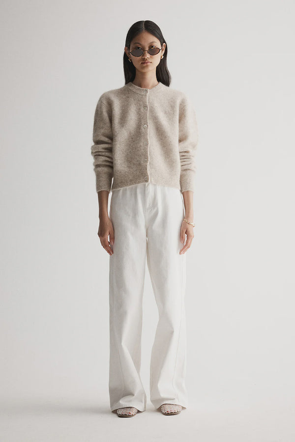 Elka Collective Abigail Knit Cardigan, White Marle