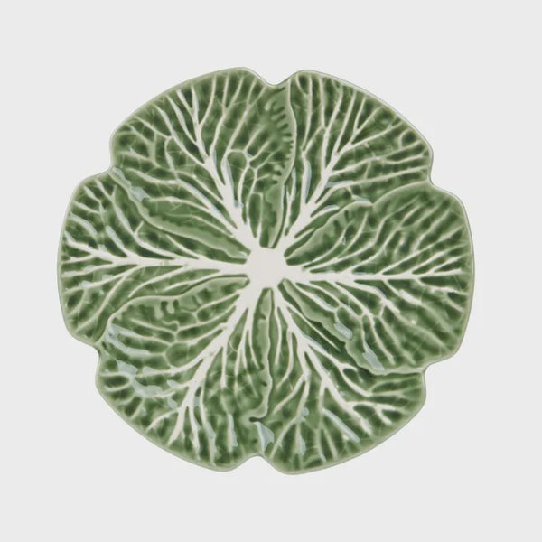Cabbage ceramic plate, green