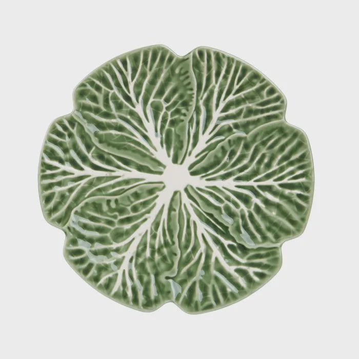 Cabbage ceramic plate, green
