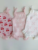 Summer Bow Frill Romper, Milk