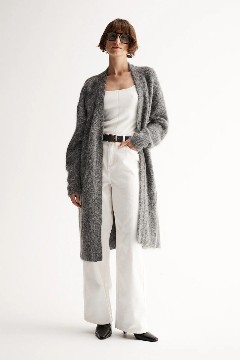 Elka Collective, Simone Knit Cardigan, Charcoal Marle