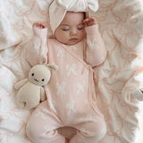 Kimono Bow Romper, Baby Pink