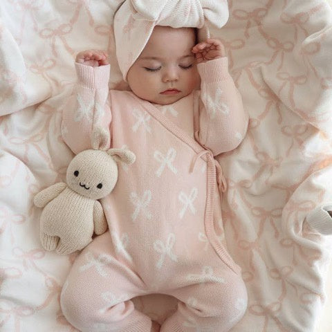 Kimono Bow Romper, Baby Pink