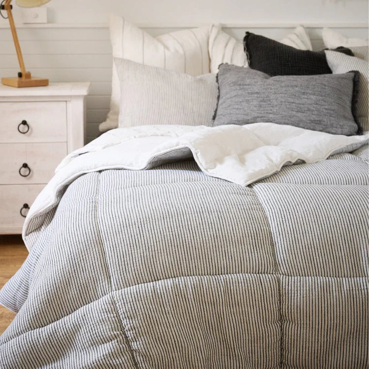 Eadie Lifestyle Marina Reversible Quilted Bedcover, Off White w' Ink Stripe