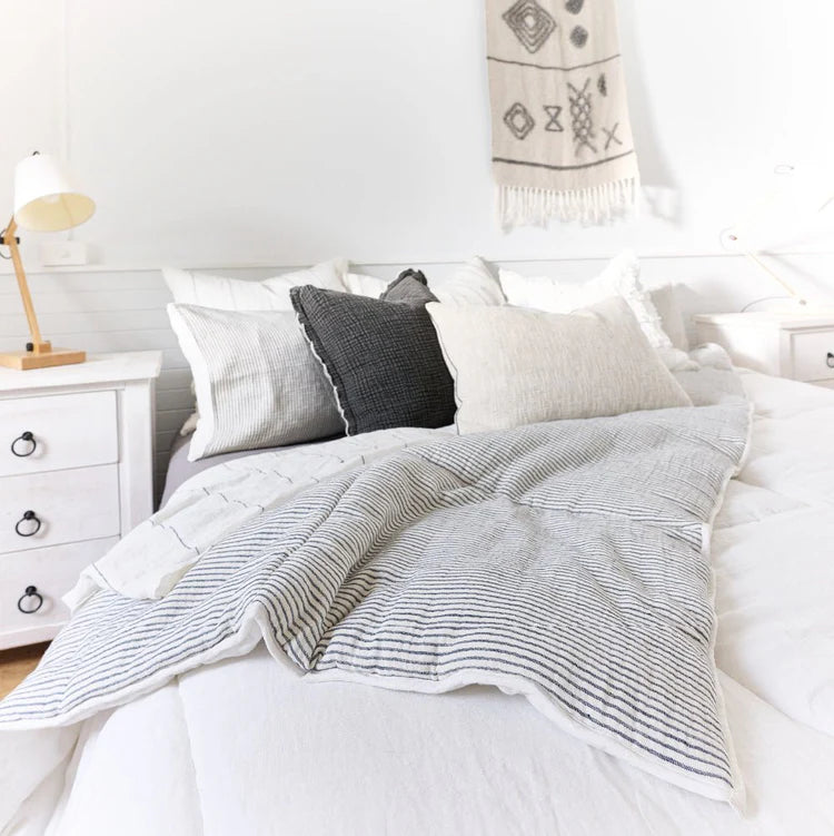 Eadie Lifestyle Marina Reversible Quilted Bedcover, Off White w' Ink Stripe