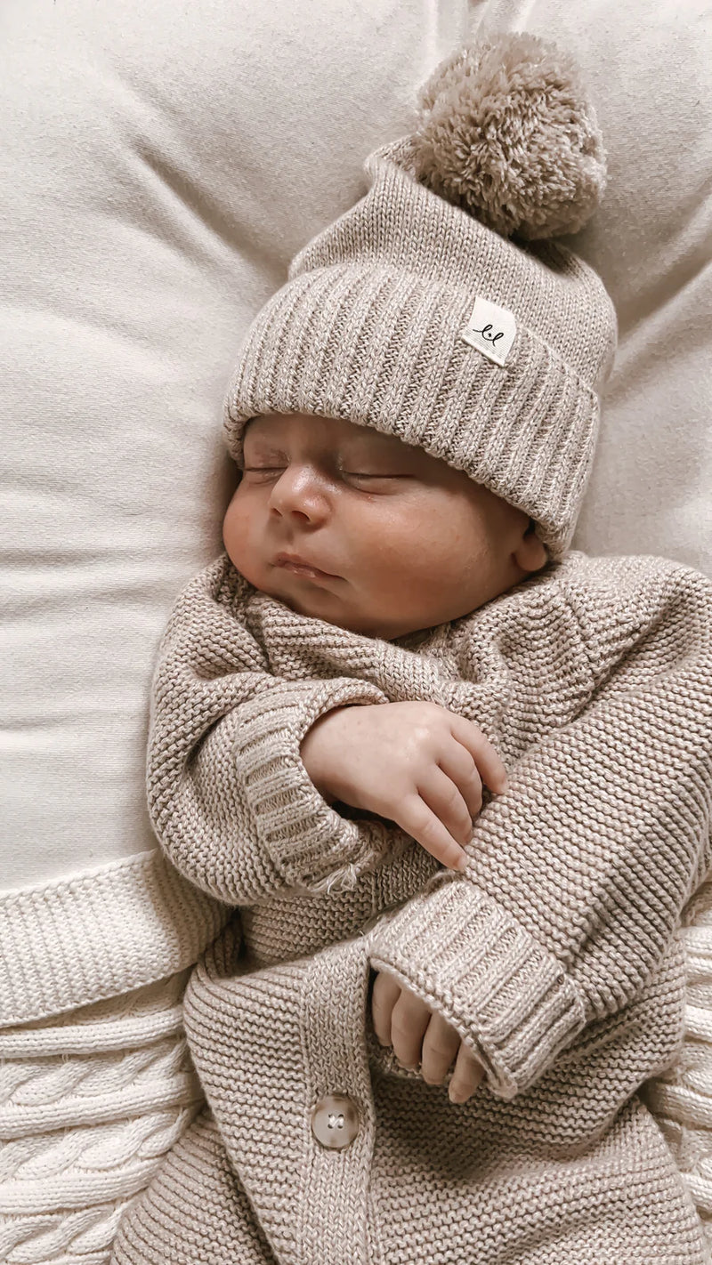 Classic Purl Knit Jumpsuit Heather Beige