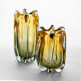 Solenne Handblown Glass Vase, Amber & Green