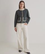 Yerse Boiled Wool Cardigan, Verde