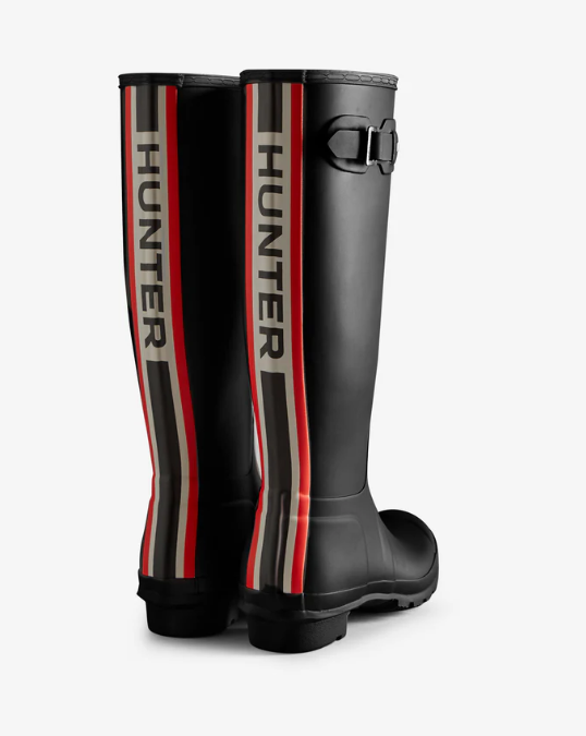 Hunter Original Tall Tri Colour Logo Boot, Black