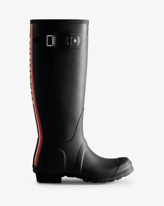 Hunter Original Tall Tri Colour Logo Boot, Black