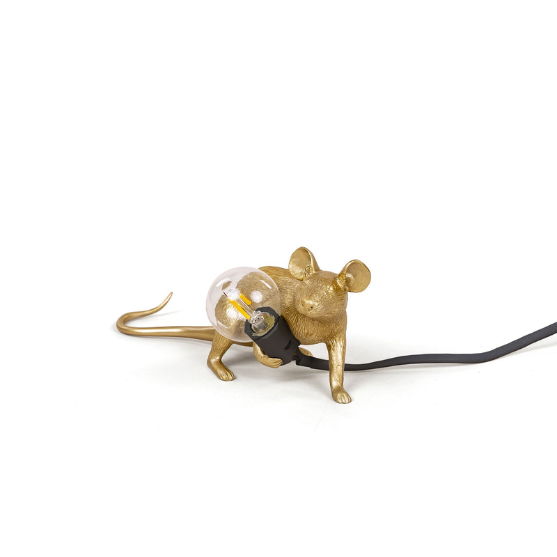 Seletti Mouse Lamp Lying Down, Gold