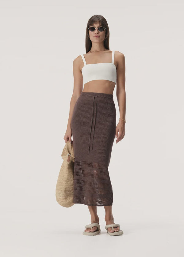Elka Collective Haigh Knit Skirt, Chocolate