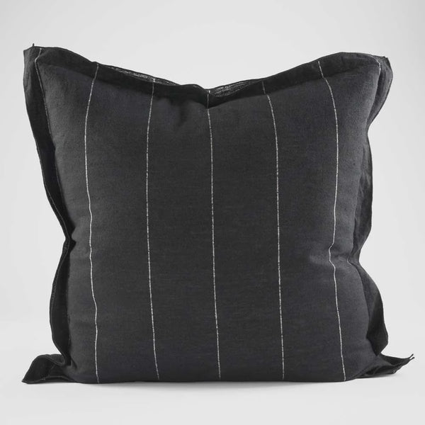 Carter Linen Cushion, Blk/Wht Stripe