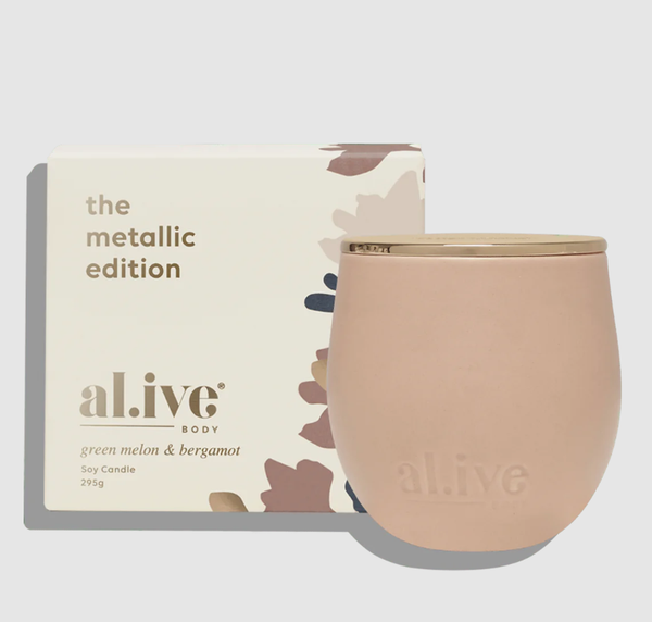 Al.ive Metallic Edition Candle, Green Melon/Bergamot