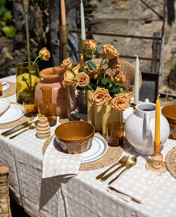 Bright Threads Gingham Tablecloth, Latte