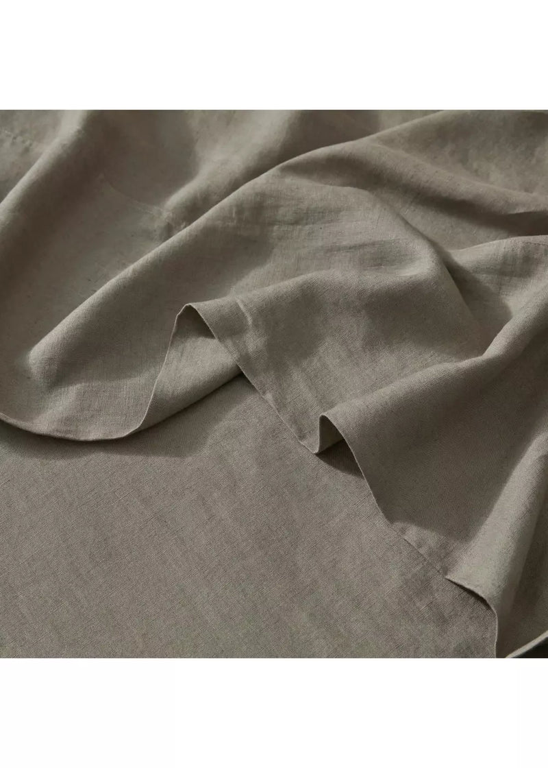 QB Ravello Linen Flat Sheet Caper