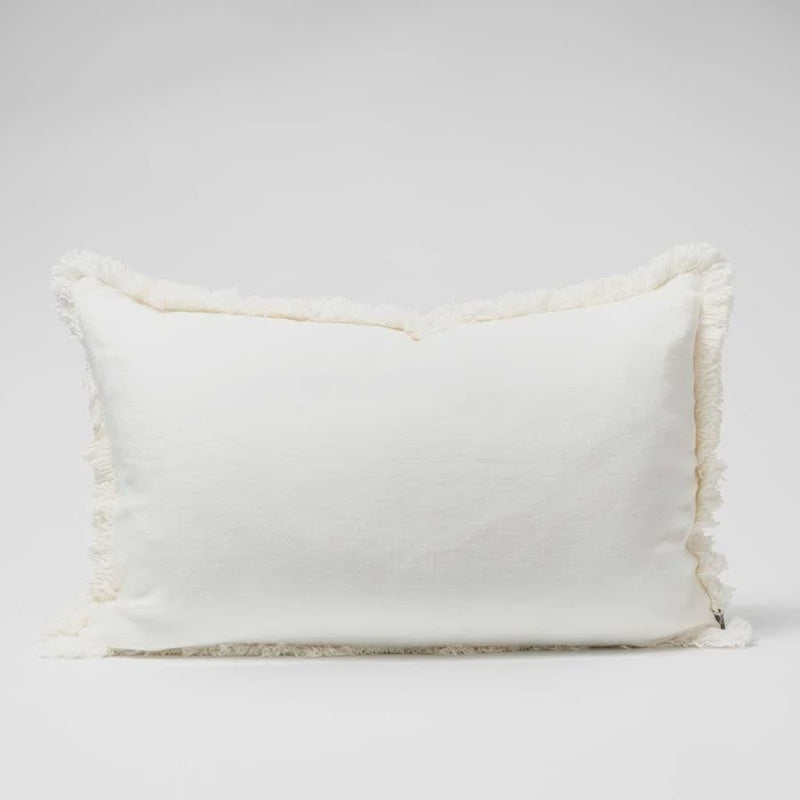 Eadie Boho Linen Cushion Off White