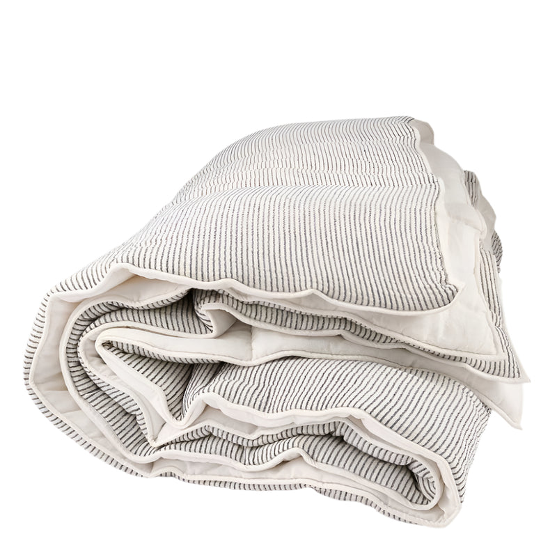 Eadie Lifestyle Marina Reversible Quilted Bedcover, Off White w' Ink Stripe